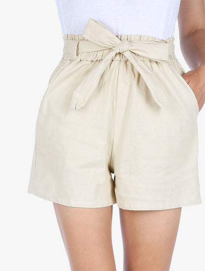 Short uni effet toile - beige - 2