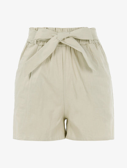 Short uni effet toile - beige - 4