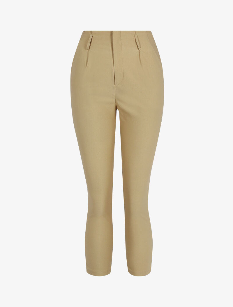 Pantalón liso 7/8 - beige
