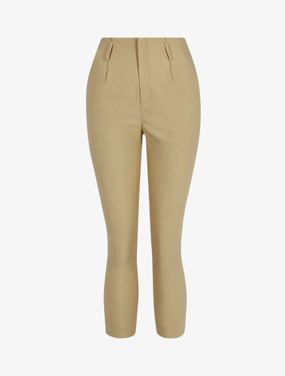 Pantalón liso 7/8 - beige