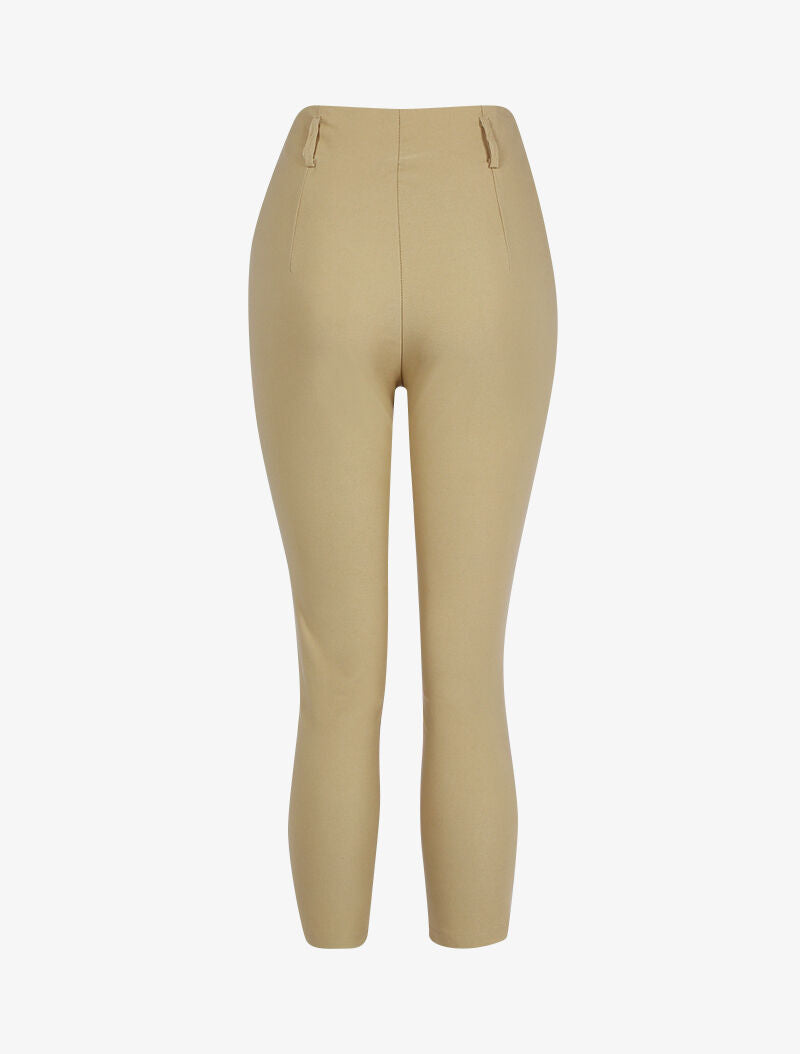 Pantalón liso 7/8 - beige
