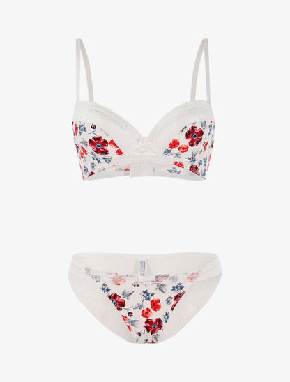 Ensemble imprimé floral et culotte - blanc - 1