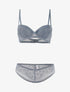 Ensemble dentelle à maille et culotte - gris clair - 1