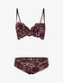 Ensemble dentelle doublée et tanga - prune/blanc - 1