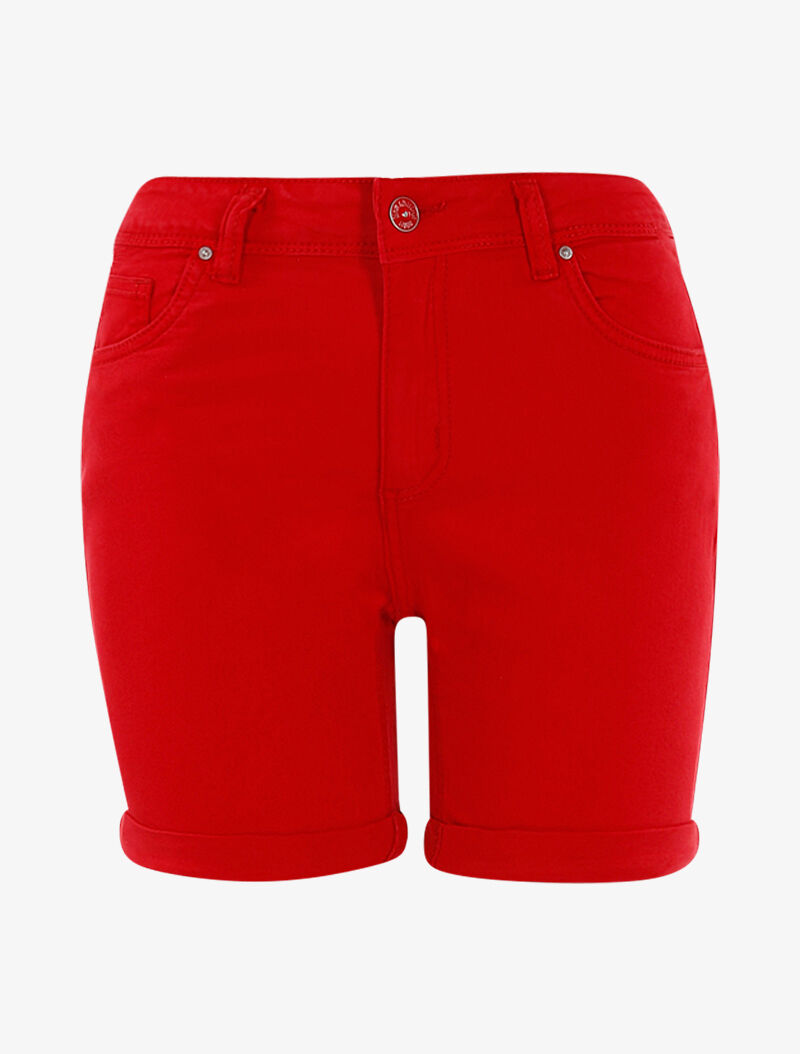 Short basique à ourlets - rouge - 1