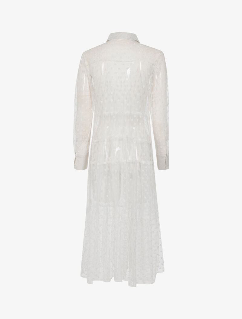 Robe chemise de plage transparente à pois - blanc - 2