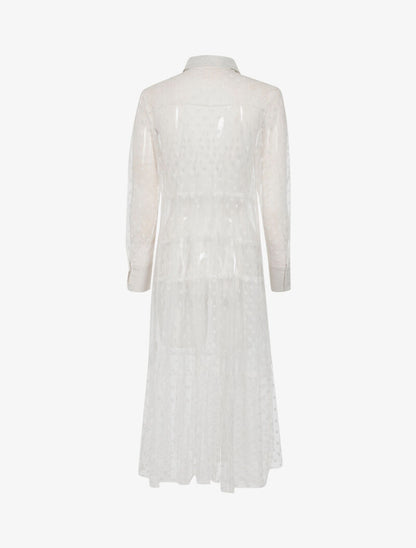 Robe chemise de plage transparente à pois - blanc - 2