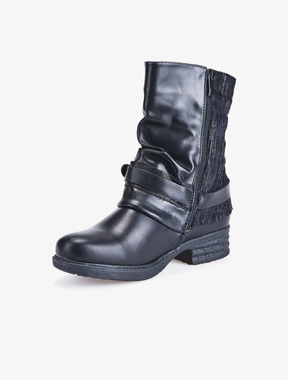 Boots à revers bimatière - noir - 3