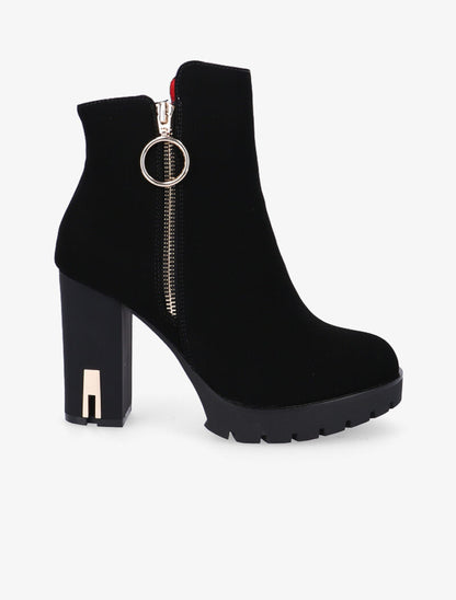 Bottines élegantes à intérieur de cheville contrasté - noir/rouge - 1