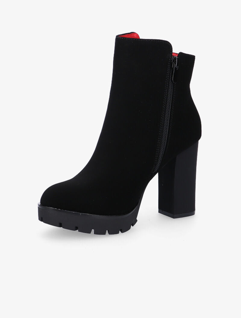 Bottines élegantes à intérieur de cheville contrasté - noir/rouge - 3