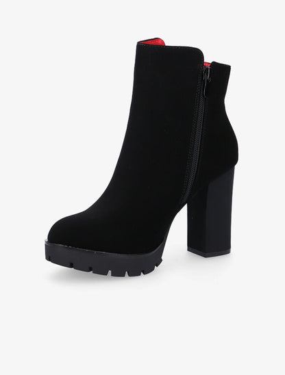 Bottines élegantes à intérieur de cheville contrasté - noir/rouge - 3