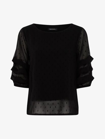 Blouse en voile fin à points graphiques - noir - 2