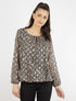 Blouse imprimé feuilles et dorures - noir - 1