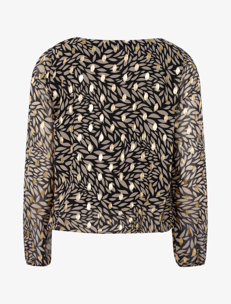 Blouse imprimé feuilles et dorures - noir - 3