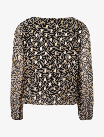 Blouse imprimé feuilles et dorures - noir - 3