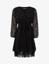 Robe cache-coeur en voile imprimé fleurs - noir - 1