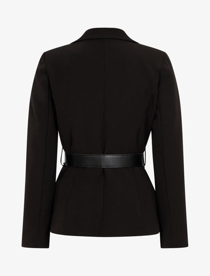 Veste droite à ceinture pochette - noir - 2