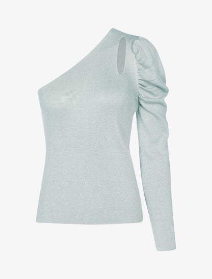 Top en maille à épaule dénudée - gris clair - 1