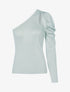 Top en maille à épaule dénudée - gris clair - 1