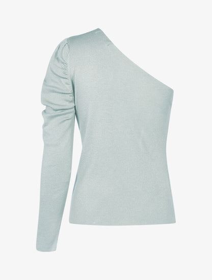 Top en maille à épaule dénudée - gris clair - 2