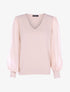 Pull à manches en voile et détails en relief - rose orange - 1
