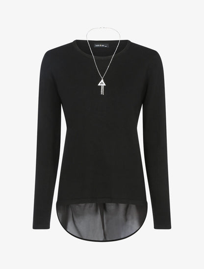Pull à empiècement asymétrique en voile - noir - 1
