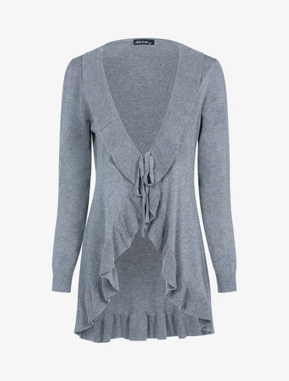 Gilet doux à bords volantés - gris foncé - 3