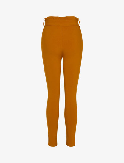 Pantalon coupe carotte à taille volantée - rouille - 2