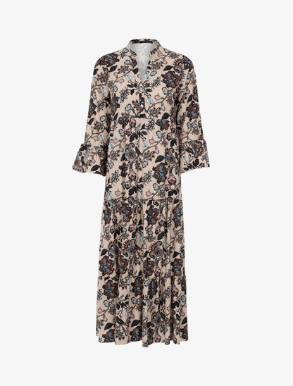 Robe trapèze à imprimés - beige - 1