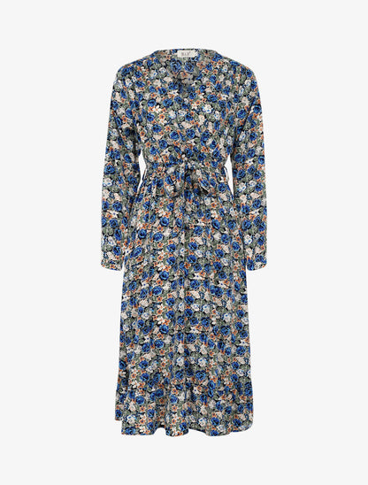 Robe mi longue à imprimé floral - bleu - 1