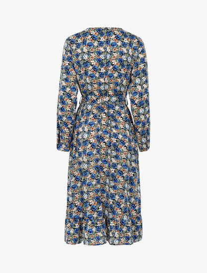 Robe mi longue à imprimé floral - bleu - 2