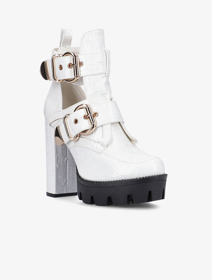 Bottines effet croco à découpes - blanc - 2