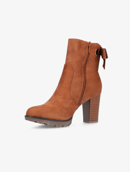 Bottines en suédine à détail noeud - camel - 3