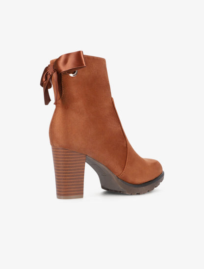 Bottines en suédine à détail noeud - camel - 4