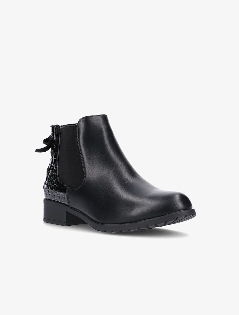 Boots en simili à contrefort en croco vernis - noir - 3