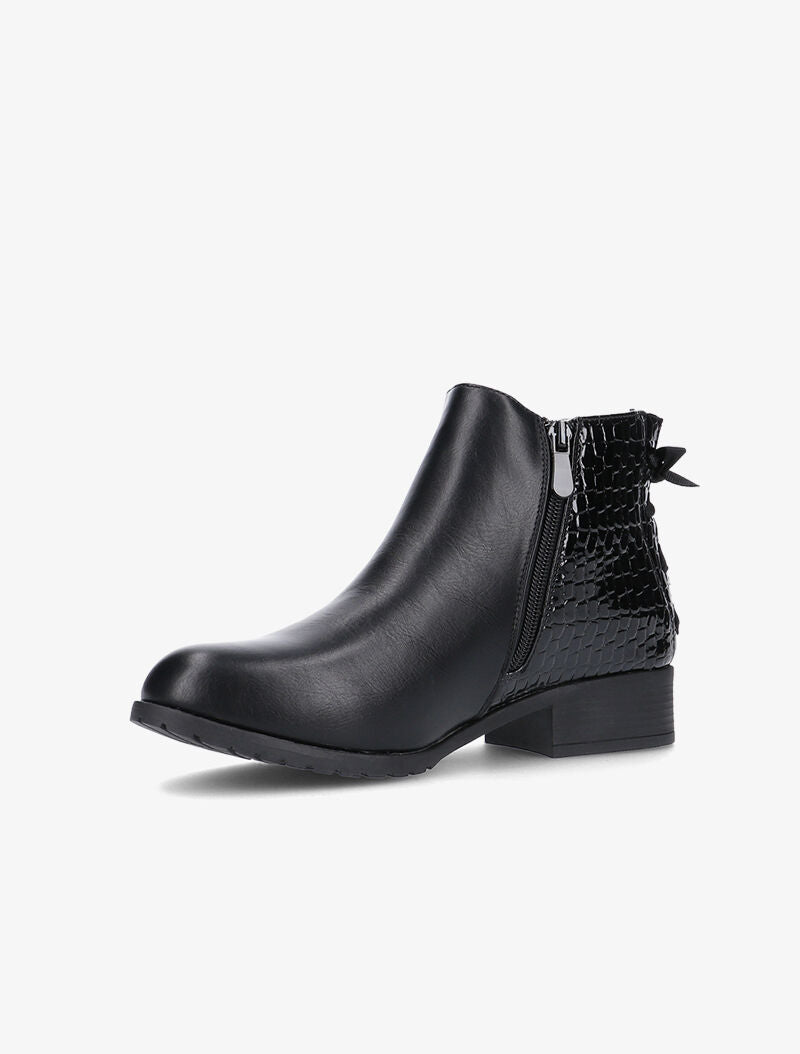 Boots en simili à contrefort en croco vernis - noir - 4
