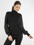 Pull à manches en dentelle imprimé - noir - 1