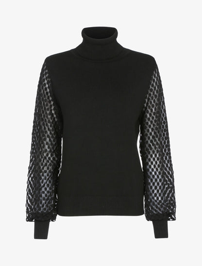 Pull à manches en dentelle imprimé - noir - 2