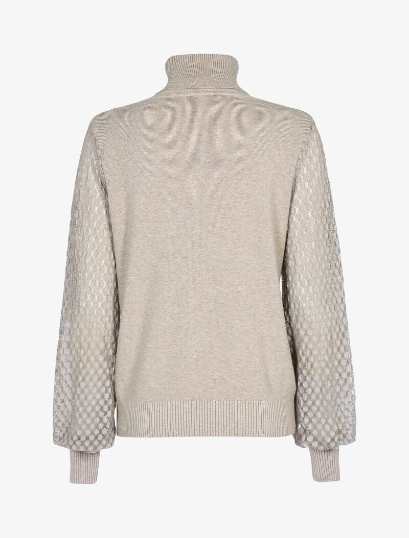 Pull à manches en dentelle imprimé - taupe - 2