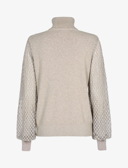 Pull à manches en dentelle imprimé - taupe - 2