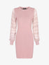 Robe-pull à manches en dentelle - rose - 1