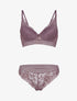 Ensemble bustier en dentelle et bandes - rose parme - 1