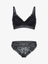 Ensemble bustier en dentelle et bandes - noir - 1