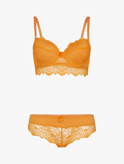 Ensemble bustier en dentelle - orange - 3