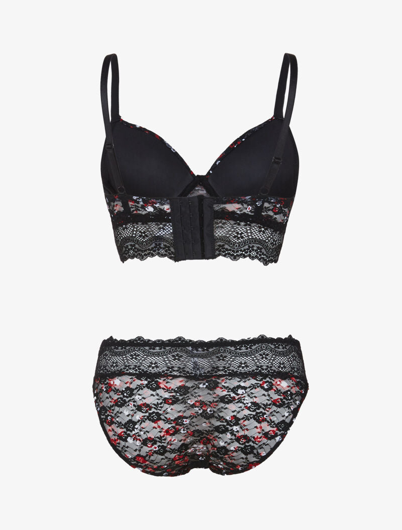 Ensemble bustier à imprimé floral - noir - 2