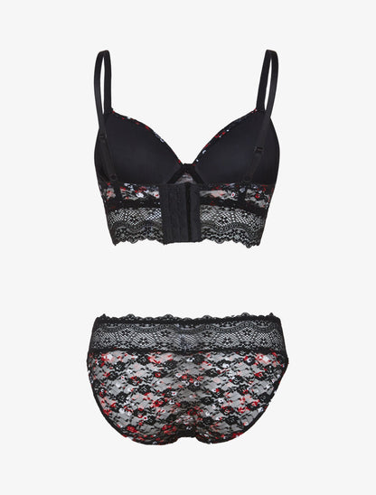 Ensemble bustier à imprimé floral - noir - 2