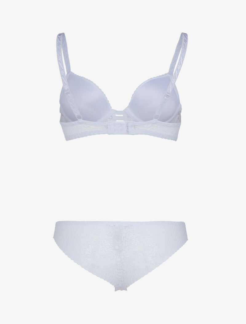 Ensemble bustier en dentelle et détails élastiqués - blanc - 2