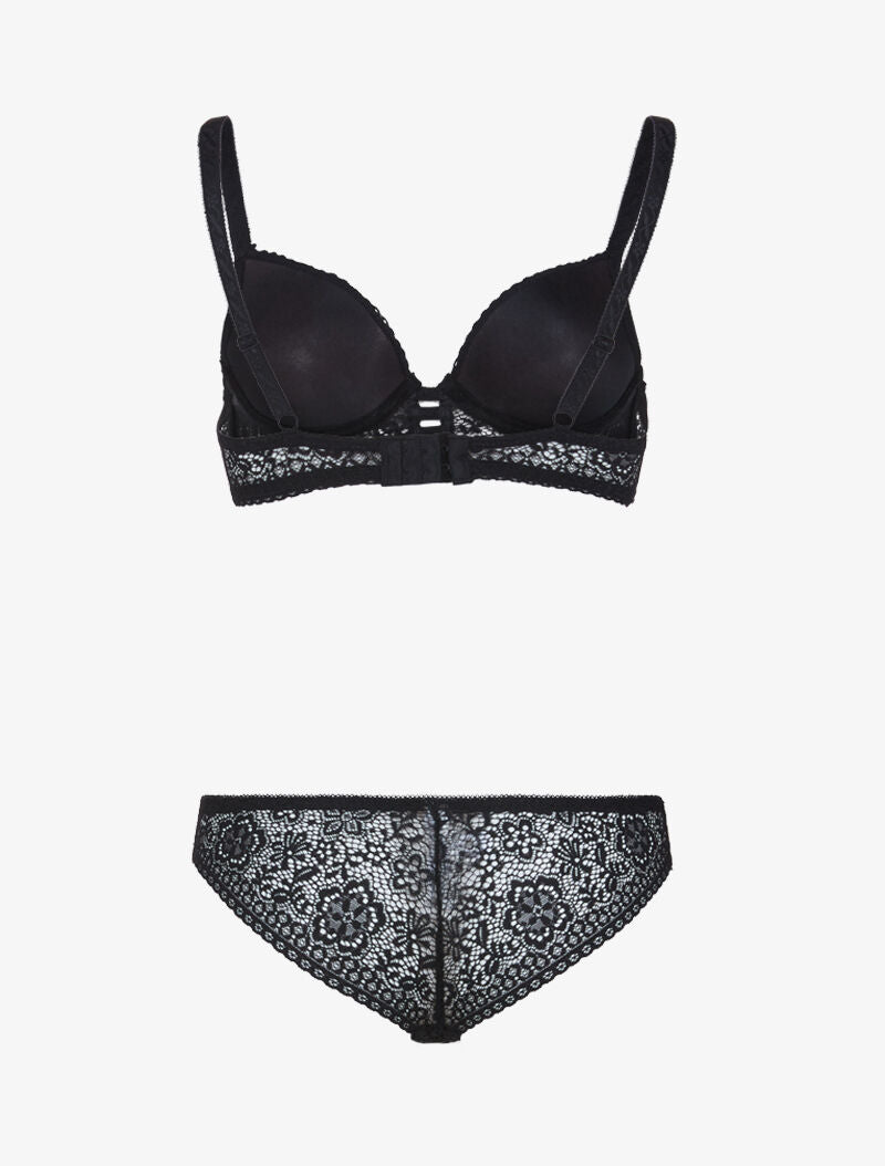Ensemble bustier en dentelle et détails élastiqués - noir - 2