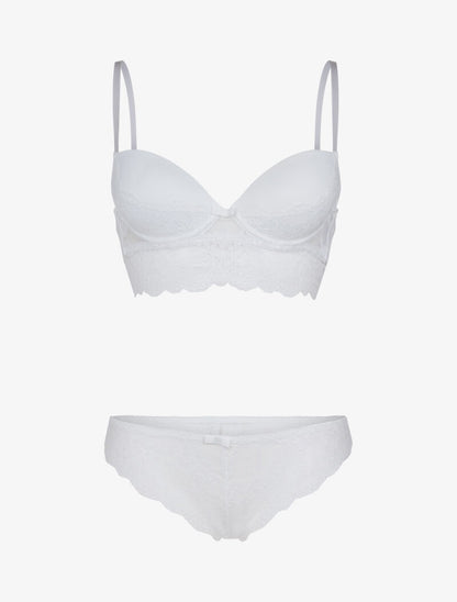 Ensemble bustier bi matière - blanc - 1