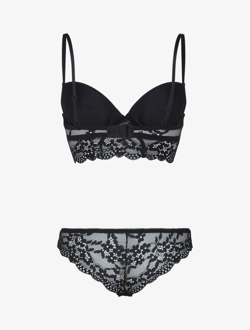 Ensemble bustier bi matière - noir - 2